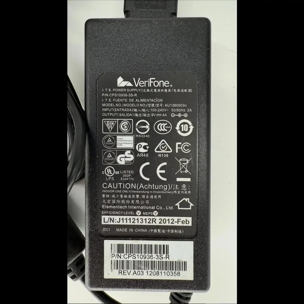 Verifone Power Supply CPS10936-3S-R 9V 4A – Fast Shipping!